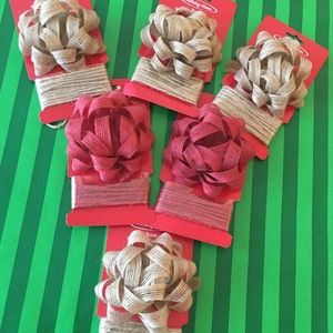 NIP Bundle 6 Soft Burlap Bows & Twine Red Natural